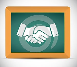 agreement handshake chalkboard sign concept