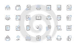 Agreement line icons collection. Contract, Understanding, Accord, Pact, Settlement, Arrangement, Treaty vector and