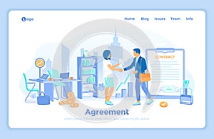 Agreement, Partnership, Sponsoring, Business idea, Startup, Success deal. Business people shaking hands after signing contract.