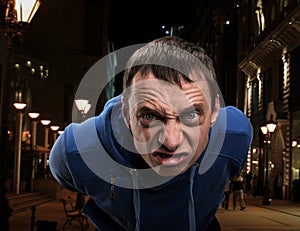 Agressive man in the city