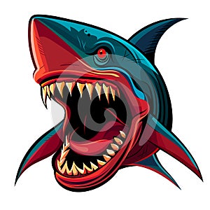Agressive shark mascot logo design