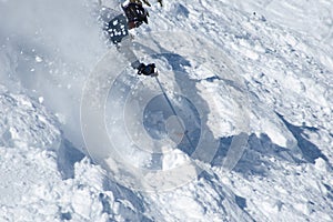 Agressive skiing in the powder