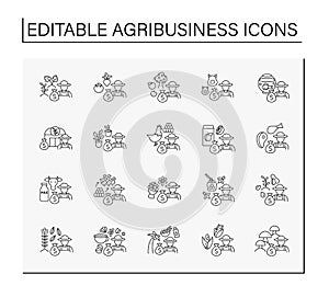 Agribusiness line icons set