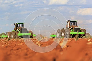 Agrico tractors working on a field near Lichtenburg in South Africa