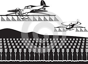 Agricultural aircraft and helicopter spray crops