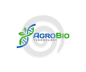 Agricultural biotechnology logo design. Biology genetics vector design