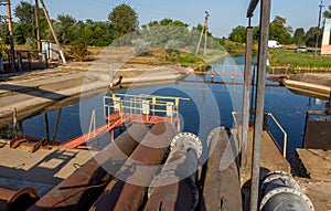 Agricultural canal or irrigation canal in a concrete wall Direct water to the farmer`s farmland in arid areas of risky farming