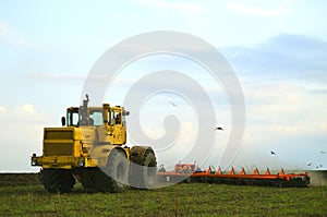 Agricultural car in the field