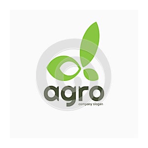 Agricultural company logo. Letter Alpha from leaves. Green eco friendly logotype