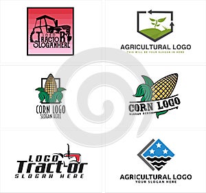 Agricultural corn tractor farm logo design