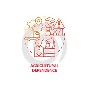 Agricultural dependence red gradient concept icon