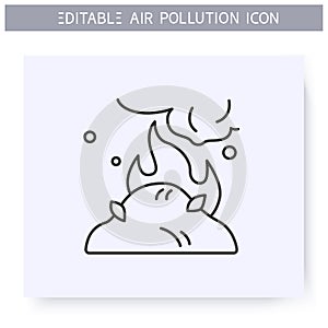 Agricultural emissions line icon. Editable