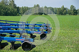 Agricultural equipment ready for ploughing the fields