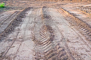 Agricultural field on which drove heavy vehicles.