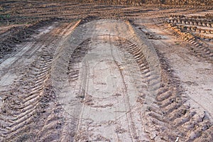 Agricultural field on which drove heavy vehicles.