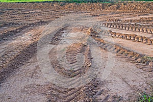 Agricultural field on which drove heavy vehicles.