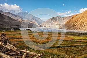 Agricultural fields on banks of river in Nepal