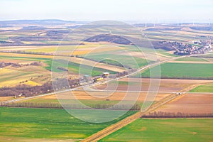 Agricultural fields view from above