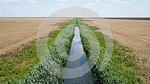 Agricultural Irrigation Canal in Rural Farming Area or desert