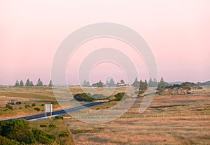 Agricultural land on sundown.