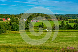 Agricultural landscape of Bohuslan coastline in Sweden photo