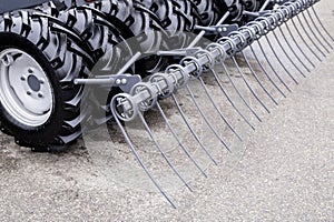 Agricultural Machinery Close-Up With Metal Tines