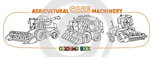 Agricultural machinery coloring book funny car set