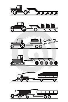 Agricultural machinery icon set