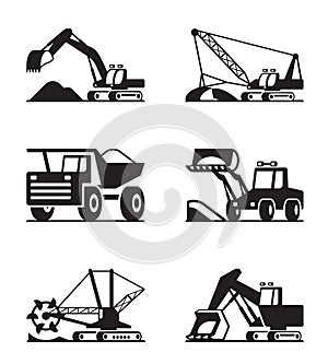 Agricultural machinery icon set