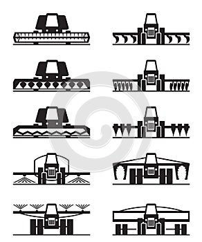 Agricultural machinery icon set