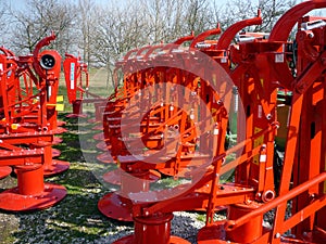 Agricultural machinery, red rotary mowers