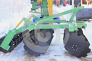 Agricultural machinery, sample of cultivator at the exhibition