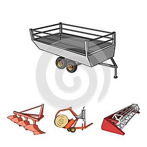 Agricultural machinery set collection icons in cartoon