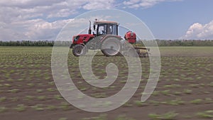 Agricultural machinery working in the field