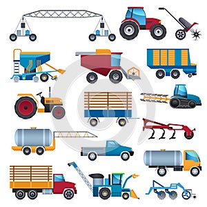 Agricultural Machines Icons Set