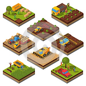 Agricultural Machines Isometric Field Set