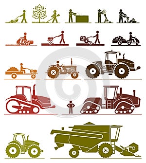Agricultural mechanization icons.