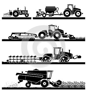 Agricultural mechanization icons.