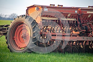 Agricultural planter in the field