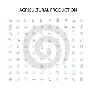 agricultural production icons, signs, outline symbols, concept linear illustration line collection