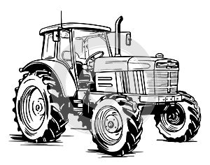 Agricultural retro tractor sketch