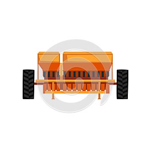 Agricultural seeder industrial farm equipment, farm machinery vector Illustration