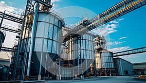 Agricultural silo at feed mill factory