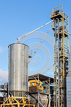 Agricultural Silos. Building Exterior. Storage and drying of grains