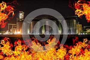 Agricultural Silos burned out at night time