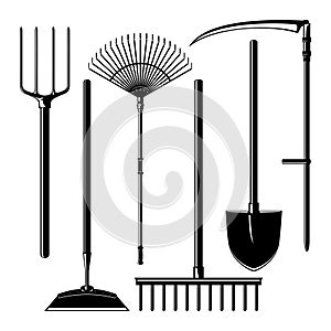 Agricultural Tools Isolated on White Background
