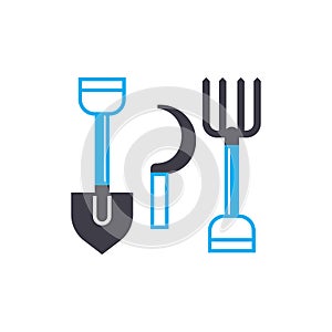 Agricultural tools linear icon concept. Agricultural tools line vector sign, symbol, illustration.