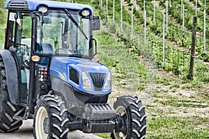 Agricultural tractor in farm