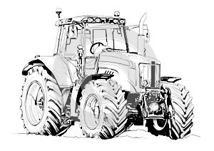 Agricultural tractor illustration art drawing