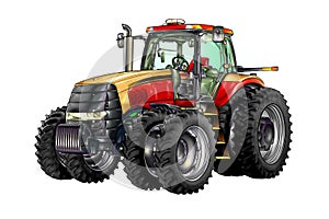 Agricultural tractor illustration color art